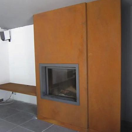 Habillage cheminée acier corten