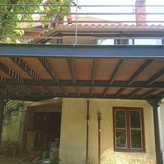 Terrasse fer, plancher bois